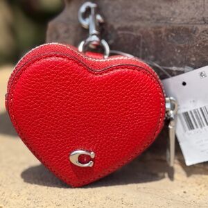 COACH Pebbled Leather Heart Coin Purse NWT